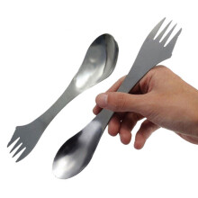 3-in-1 Titanium Camping Utensil Set - Lightweight Fork Spoon Knife Combo for Backpacking Hiking Outdoor Use