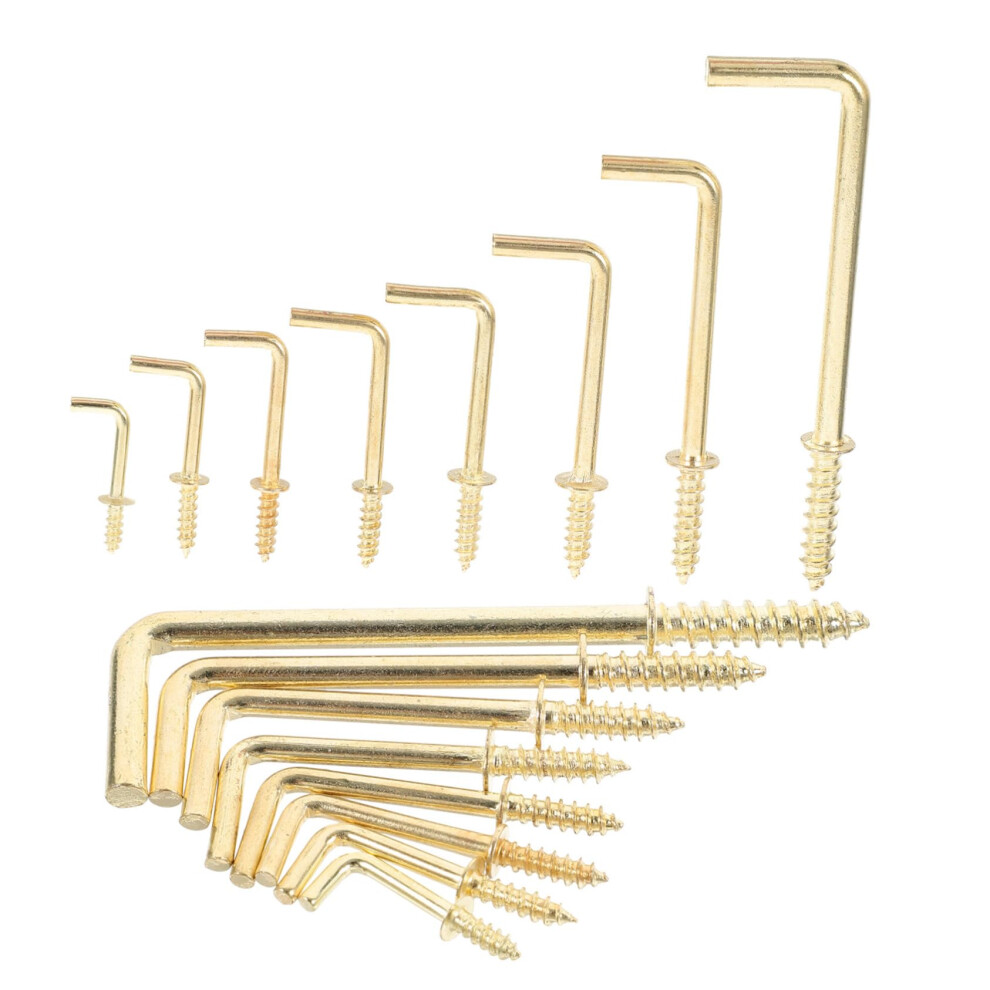 150Pcs Gold Iron Lshaped Screw Hooks For Picture Hanging With Secure Grip And Rustresistant Finish 9094768632710