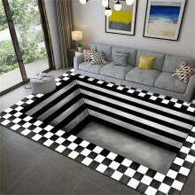3D Illusion Rug Black And White Size 140x200 cm Model 1 For Home Bedroom Living Room Bathroom