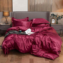 Silk Bedding Set, Thread Count Satin Quilt Cover, Wrinkle And Fade Resistant, King Size