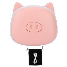 Niedlicher, wiederaufladbarer USB-Handwärmer, doppelseitig, mit beleuchtetem Spiegel, Cartoon-Tiermotiven, für Büro, Winter und
