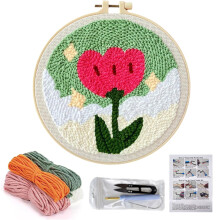 DIY Punch Needle Kit, Easy to Operate Punch Needle Embroidery Starter Kits with Beginner Instructions and Pre-printed Pattern, Premium Materials for