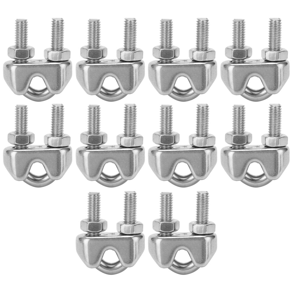 10Pcs M4 Stainless Steel Wire Rope Cable Clip Clamp U Bolt Fastener 3/16 Inch 5001377957596