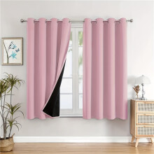 (Rosa, 93 x 114 cm – 2 Paneele) 2er-Pack 100 % Verdunkelungsvorhänge, Ösen oben, Sonnenschutz, Privatsphäre, Wärmedämmung, Lärmreduzierung