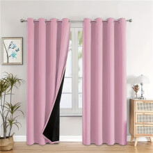 (Rosa, 137 x 259 cm – 2 Paneele) 2er-Pack 100 % Verdunkelungsvorhänge, Ösen oben, Sonnenschutz, Privatsphäre, Wärmedämmung, Lärmreduzierung