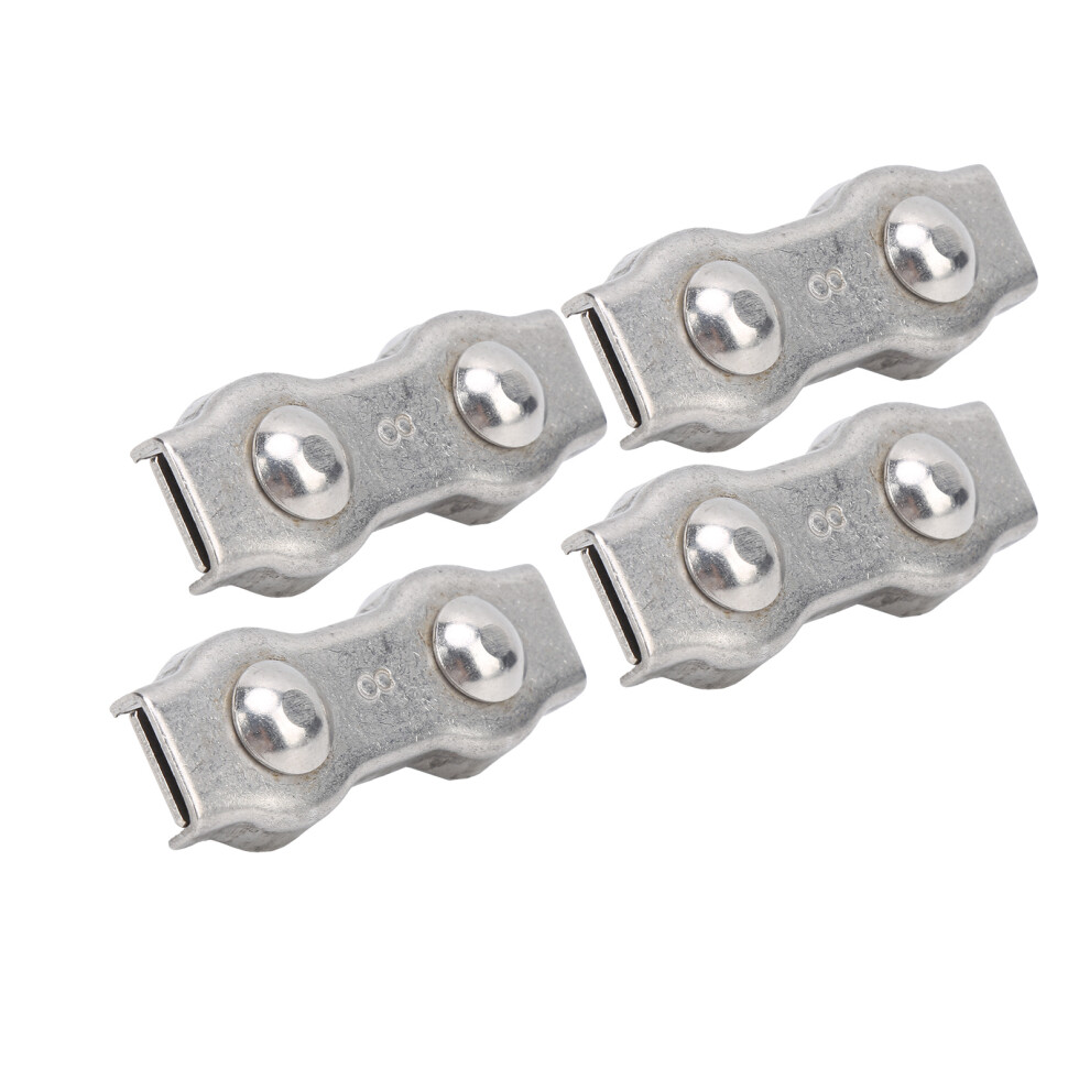 4Pcs M8 Stainless Steel Duplex Wire Rope Cable Clamps For Marine & Construction 4191377958745