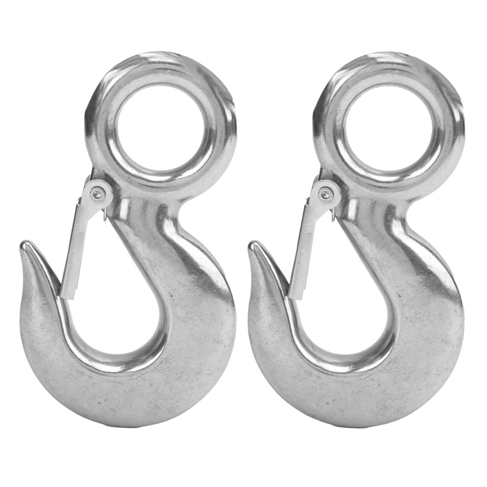 Lifting Eye Hook 1.5 Ton Stainless Steel Marine Safety Latch 2Pcs 9361377958730