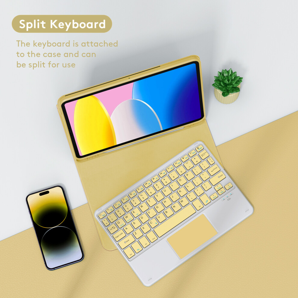 Wireless Bluetooth Keyboard & Pu Leather Case For 10-10.9In Tablets, 180Ma 7651377959908