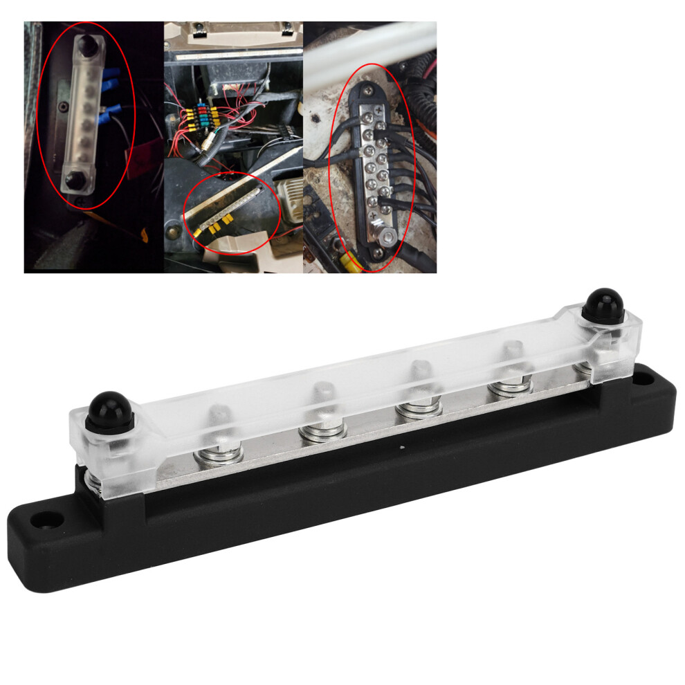 Power Bus Bar 6 Terminal Dc Distribution Block M6 Screw 12Vâ48V 150A Black 9361377960948