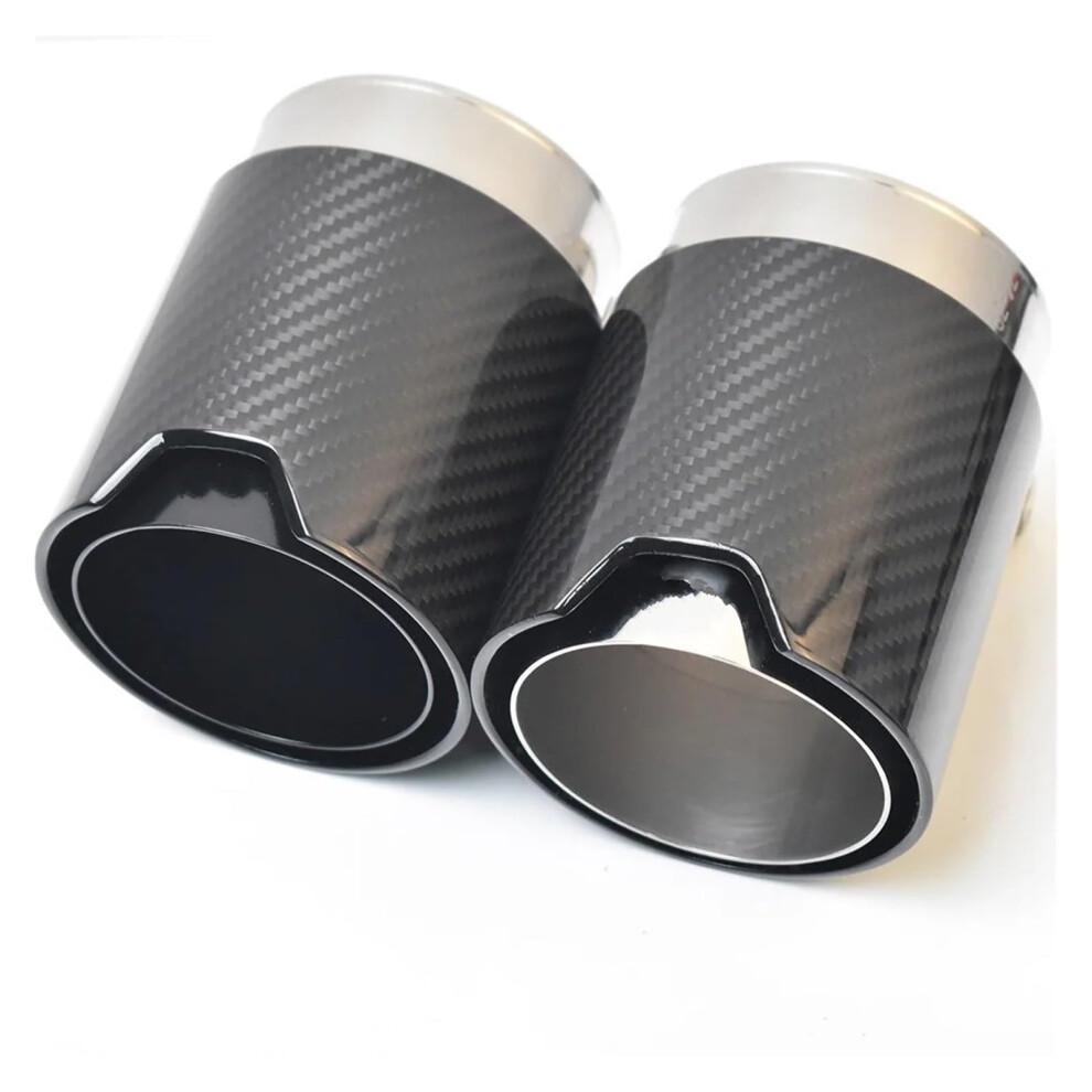 Car Exhaust Tip Carbon Fiber Muffler Tip 93Mm Outlet Glossy Noise Reduction Durable Black 9199774374163
