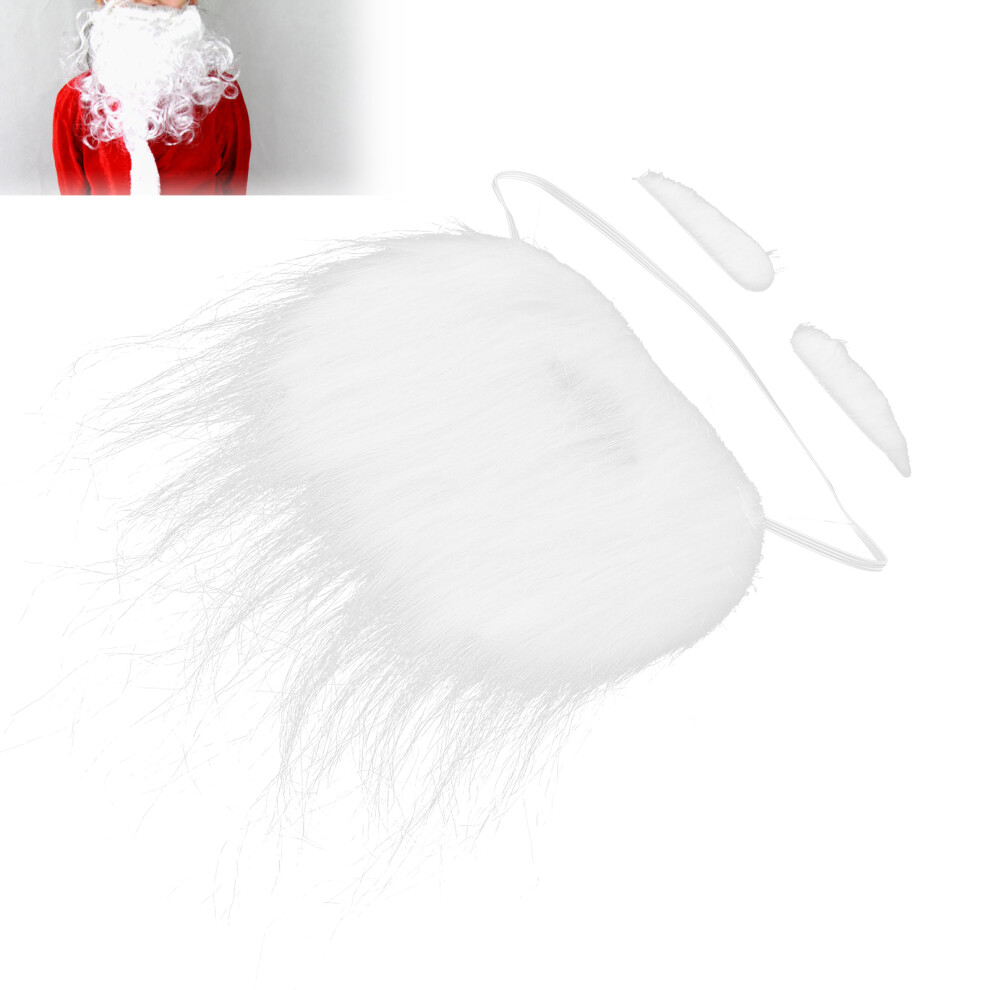 Unisex White Fake Santa Moustache Set Festive Santa Beard Accessories For Holidays