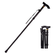 Aluminum Alloy 4section Folding Walking Stick Telescopic Trekking Pole Antiskid Walking Stick Folding Hiking Poles Black