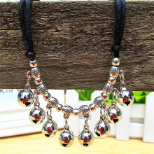 Glinsterende halsband voor honden met-M zilverzwart touw