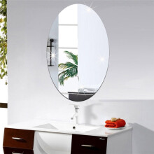Oval Acrylic Wall Mirror Sticker Shatterproof Removable Decor for Bathroom Bedroom Dining Room 20x17cm
