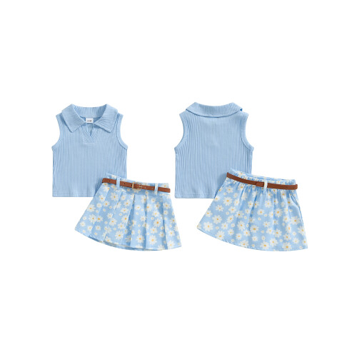 (6-12 Months, Blue) Ensemble d'été 2 imprimé marguerites. 1