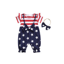 (3-6 Months, Blue) Neugeborenen-Mädchen-Outfit, Kurzarm-Jumpsuit mit Juli Kleidung