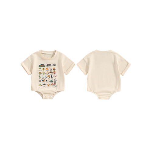(12-18 Months, Beige) Tutina estiva per maniche corte. 1