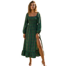 (M, Green) Robe longue d'automne occasions quotidiennes.