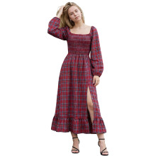 (M, Red) Robe longue d'automne occasions quotidiennes.