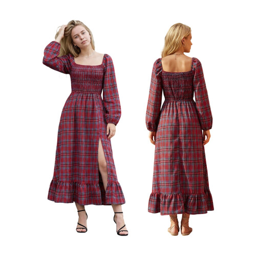 (M, Red) Robe longue d'automne occasions quotidiennes. 1
