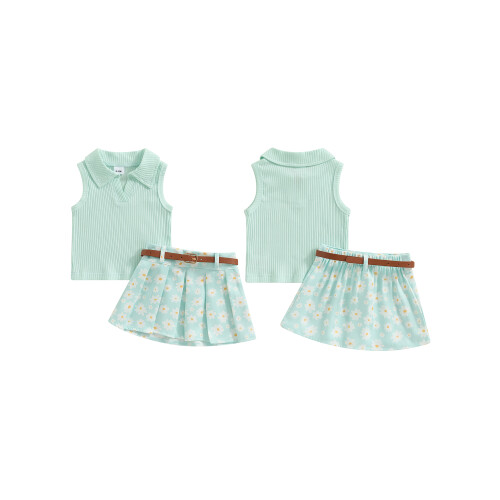 (18-24 Months, Green) Ensemble d'été 2 imprimé marguerites. 1