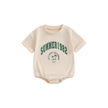 (12-18 Months, White) Romper Crann Litreach Prionta Muineál Gearra Samhraidh do Chailíní agus Buachaillí