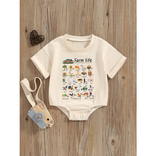 (0-3 Months, Beige) Tutina estiva per maniche corte. 2