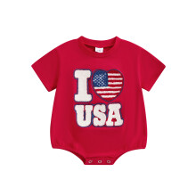 (6-12 Months, Red) Baby-Strampler mit Stickerei und Mädchen