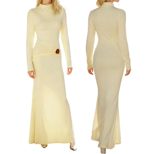 (S, Yellow) Robe longue cintrée le quotidien. 1