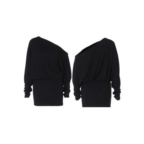(L, Black) Robe courte asymétrique et clubs. 1