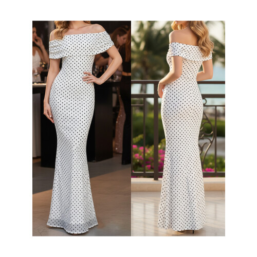 (M, White) Robe longue à en club. 1
