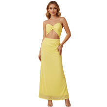 (L, Yellow) Női nyári pánt hátú strandruha