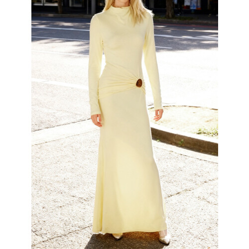 (S, Yellow) Robe longue cintrée le quotidien. 2