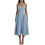 (L, Light Blue) Robe midi d'été décolleté plongeant. 1