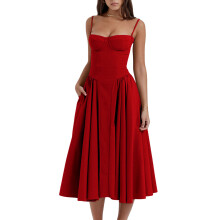 (L, Red) Rochie de vară rochie camisol