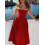 (M, Red) Robe midi d'été décolleté plongeant. 4