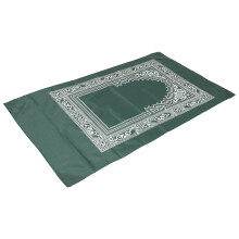 Muslim Prayer Rug with Compass, 60x100cm, Waterproof Cloth for Travel Green