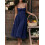 (M, Dark Blue) Robe midi d'été décolleté plongeant. 10
