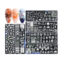 Halloween-Nagelkunst-Schablonen mit viel Platz, Edelstahl-Nagelstempelvorlagen für Geister-, Spinnen- und Hexenmotive, einfache Übertragung für