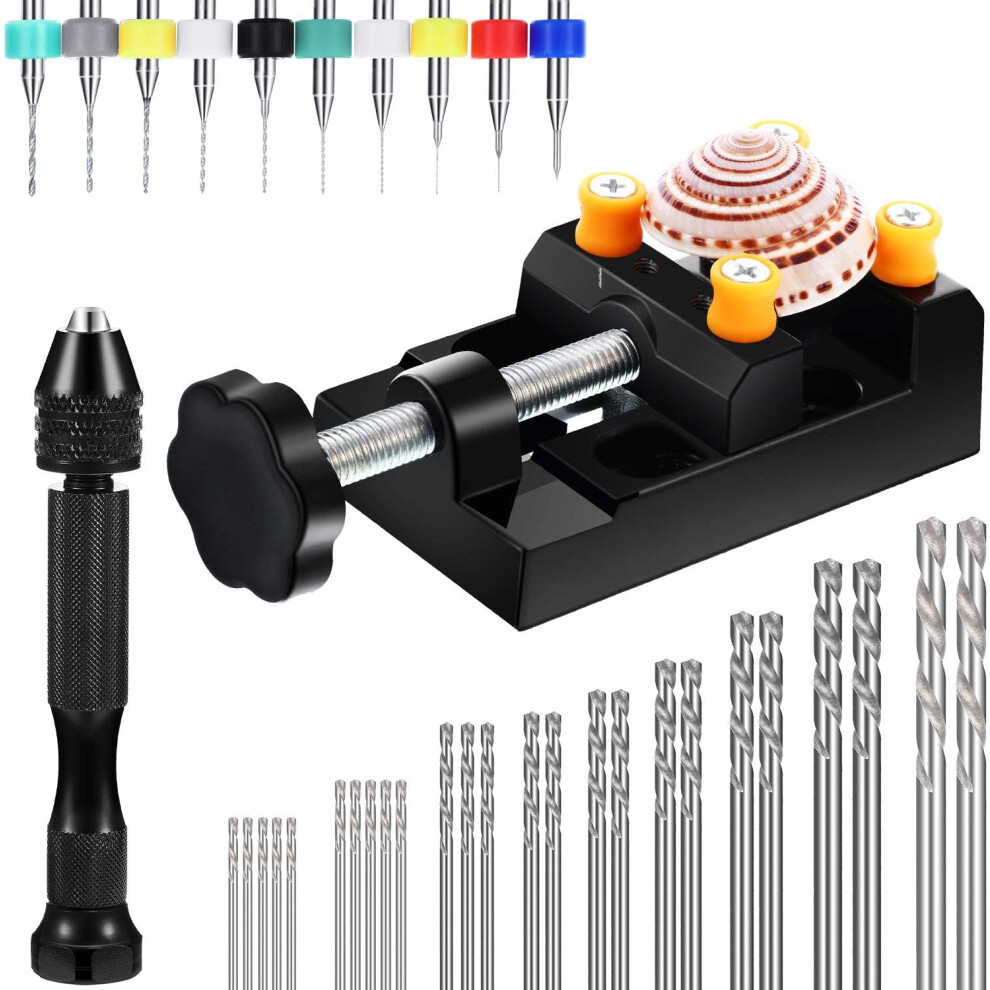 Pin Vise Hand Drill Set With Bench Vice, Pin Vise Hand Drill Three-Jaw Chuck Adjustable Range 0.3-3.4Mm For Precise Craft Carving, Micro Twist Drill 9448196801482