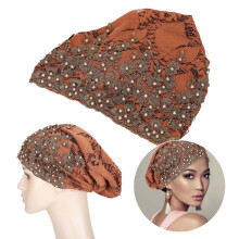 Damen Casual Perlen-Spitzen Slouchy Beanie Atmungsaktiv & Loose Fit Braun