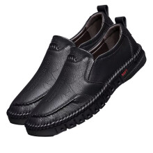 Loafers For Men, Leather Texture Slip On Shoes With Hand-Sewn Construction, Soft And Comfort Men's Driving Loafers With Non-Slip Sole, Lightweight