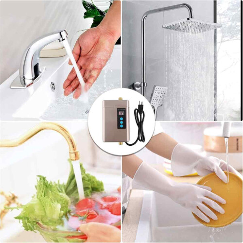 Compact Tankless Water Heater for On-Demand Use, Compact and Space-saving Installation with Automatic Shutdown Protection, High Efficiency Heating 1