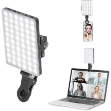 Rechargeable LED Video Light, Adjustable Brightness with 60 LED Clip-On Design and 3 Light Modes, 10 Brightness Levels Adjustable Color Temperature,