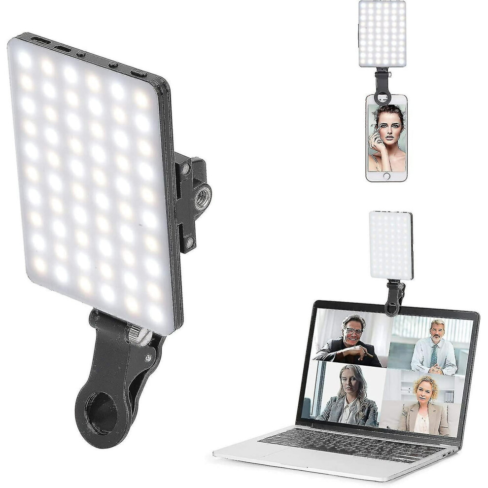 Selfie For Phone, Rechargeable Led Video With 60 Led Rechargeable Clip And 3 Modes, 10 Brightness Levels Adjustable Color Light 9448196801161