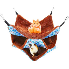 Cute Design Double-Layer Hammock for Small Animals, Easy to Clean Warm Fleece Bed for Chinchilla Squirrel Rat, Hanging Bunkbed with Removable Cover,