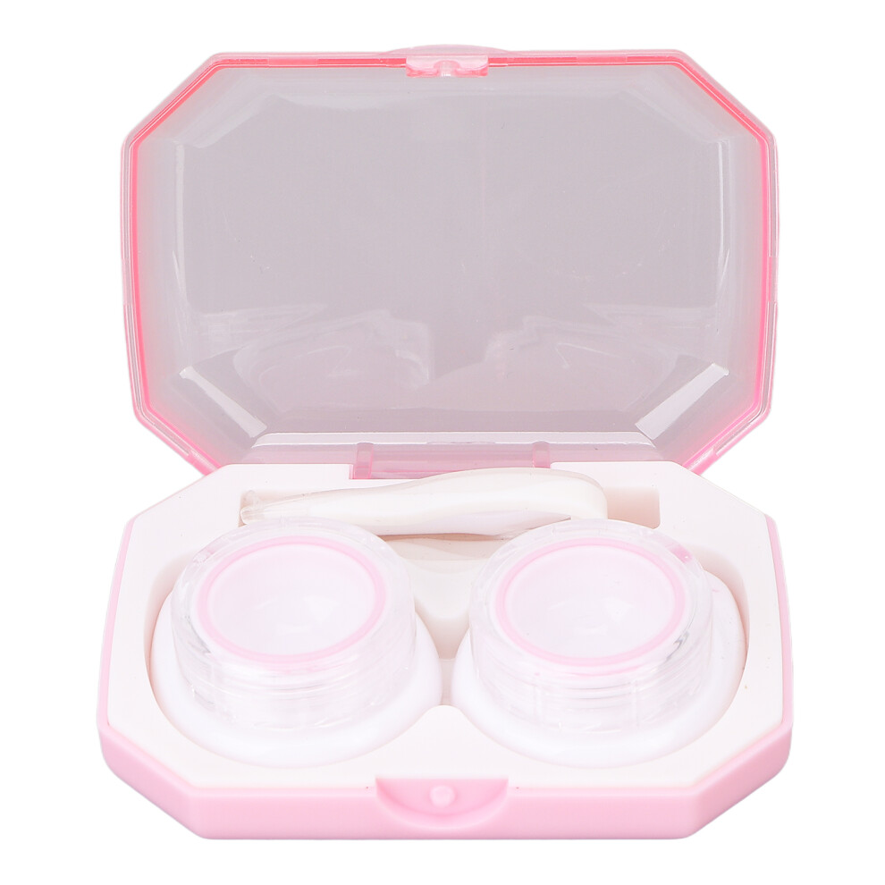 Compact Lens Case with Mirror, Solution Bottle Portable Travel Sealed Case Contact Lens Case, Durable Plastic Tweezers Remover Tool, Multi-function S