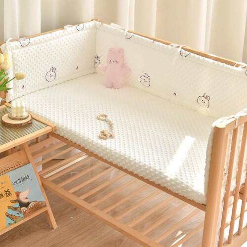 Baby Crib Bumper with Breathable Mesh Padding, Soft Cotton Cot Bed Rail Protector 200x28cm