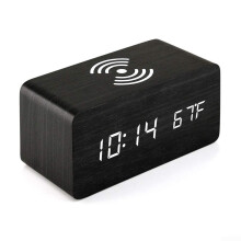 USB and Battery Operated Digital Alarm Clock KD8801 Mirror Display And Indoor Temperature Sensor 12/24 Hour Snooze Black