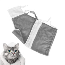 Cat Shower Net Bag Gray, Breathable Cat Shower Bag, Checkups Compatible, Multifunctional Holding
